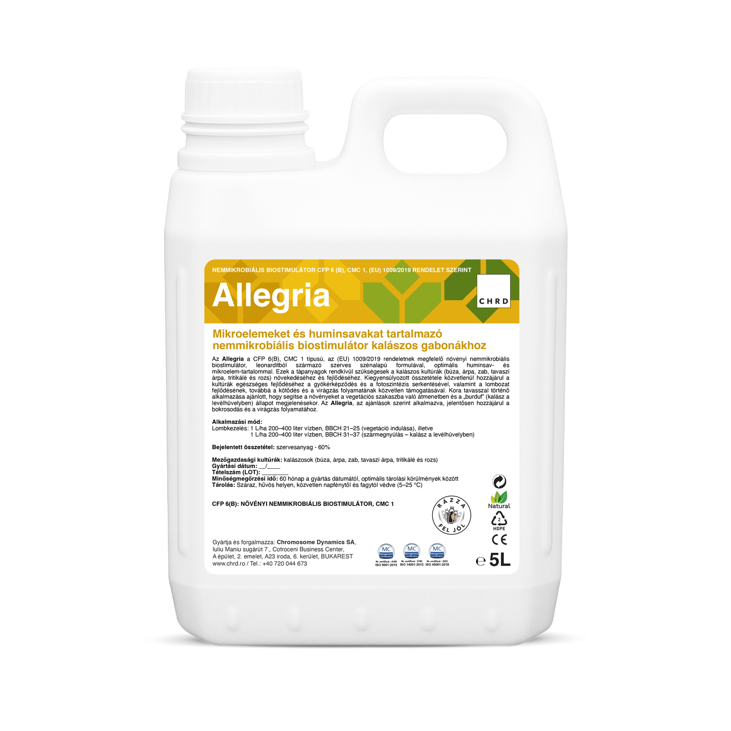 ALLEGRIA, Nemikrobiális biostimulátor kalászos gabonákhoz