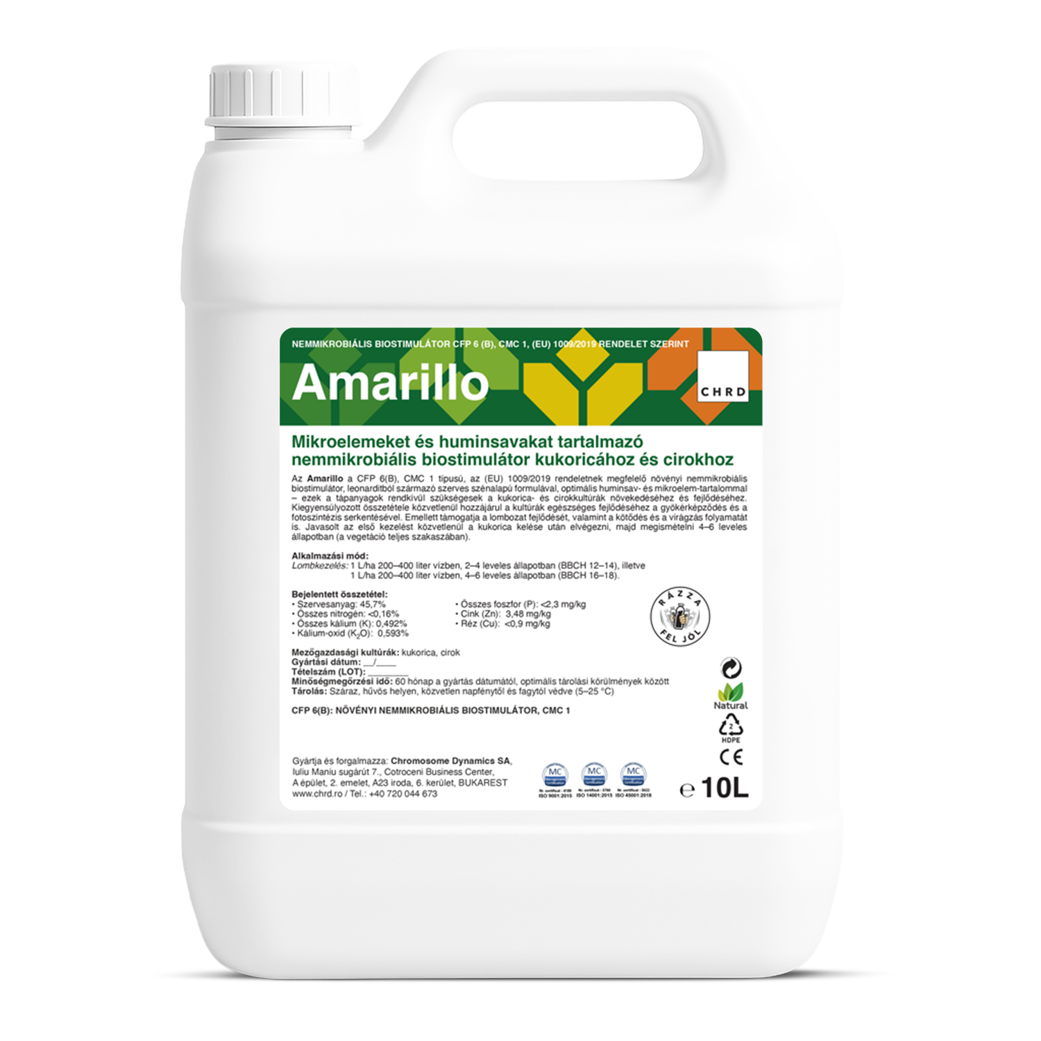 AMARILLO, Nemikrobiális biostimulátor kukorica- és cirokkultúrákhoz