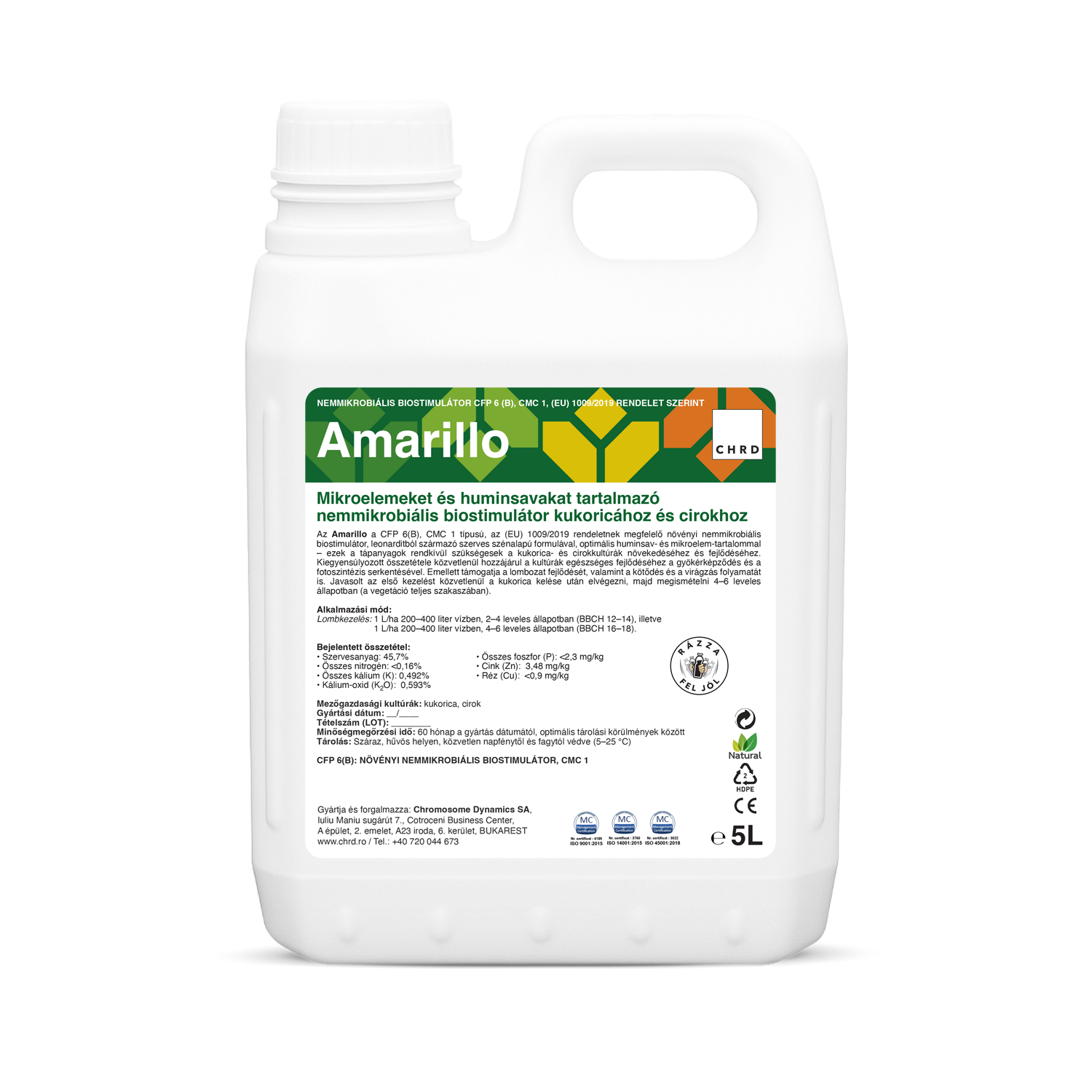 AMARILLO, Nemikrobiális biostimulátor kukorica- és cirokkultúrákhoz