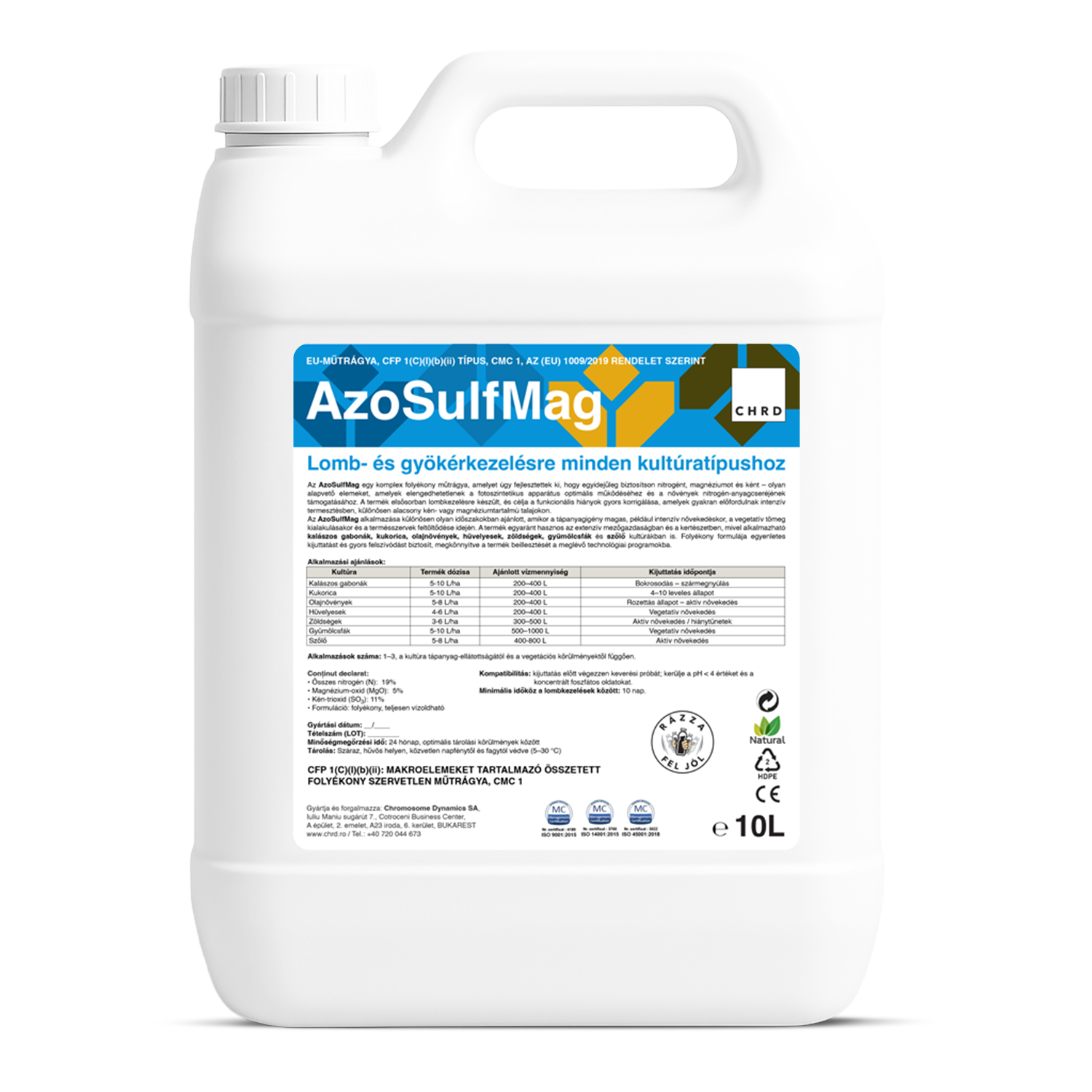 AZOSULFMAG, Komplex folyékony műtrágya nitrogénnel, magnéziummal és kénnel