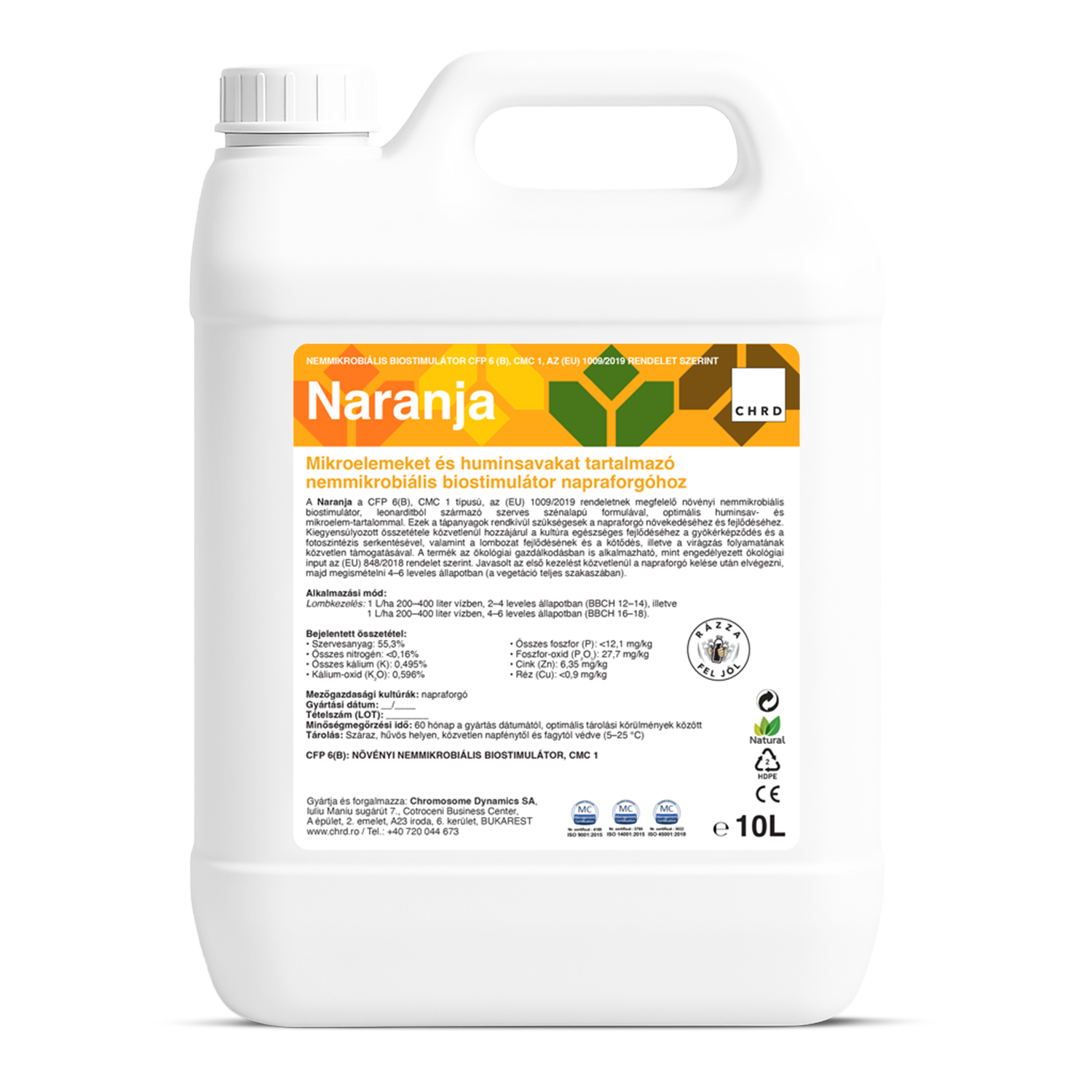 NARANJA, Nemikrobiális biostimulátor napraforgó-kultúrához