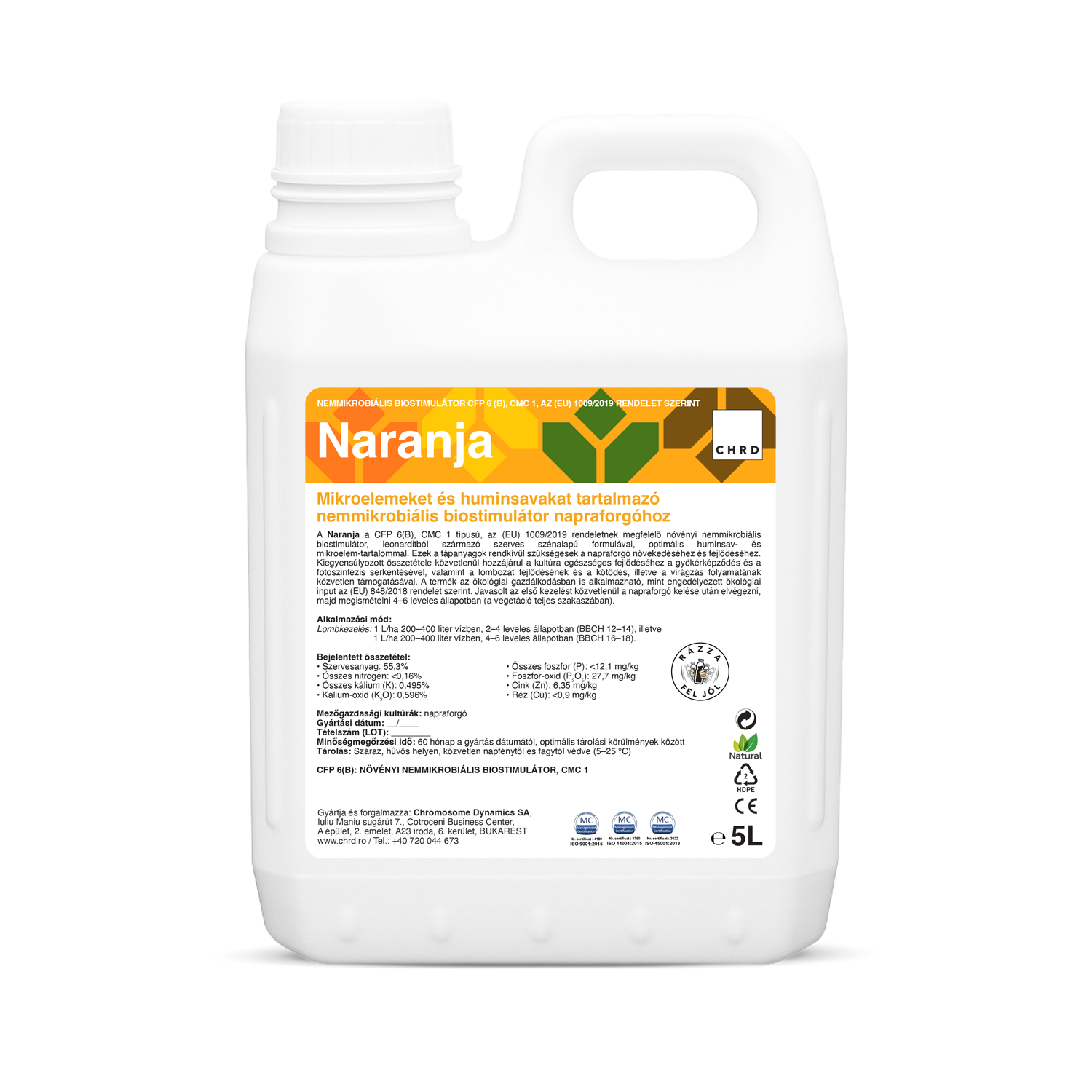 NARANJA, Nemikrobiális biostimulátor napraforgó-kultúrához